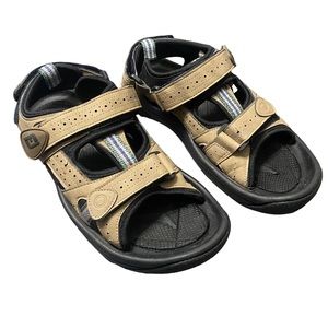 Foot Joy Mens Golf Sandals Beige Black Soft Spikes Hook & Loop Size 8M